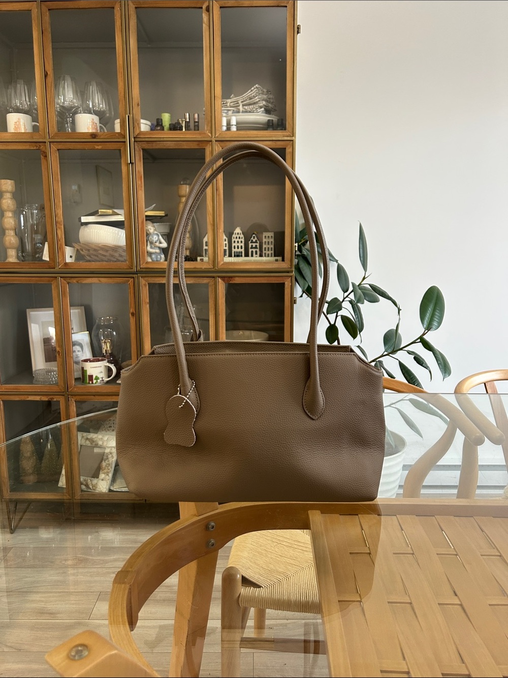 Classic Brown Leather Tote Handbag